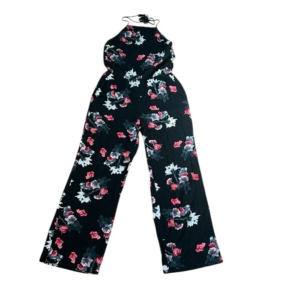 BB Dakota Floral Print Halter Back Jumpsuit(Size Small)